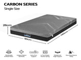 Giselle Single Mattress 26cm Firm Pocket Spring Dual Edge Support Dark Grey MATTRESS-E-CARBON-26-S