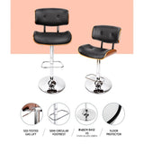 Artiss Bar Stools Gas Lift Leather Black BA-TW-8045-BK