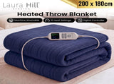 Laura Hill XL Electric Heated Blanket Throw Soft Coral Fleece with 10 Heat Settings - Blue THRG-KH-200-BU