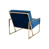 Arm Chair Blue Velvet Fabric Golden Metal Base V43-AC-CRMN-BU