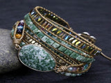Vintage Handwoven Natural Stone Beaded Bracelet Bohemian Charm, Each Amethyst Unique V1232-TRSSL001