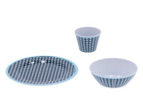 12Pcs/Set Tableware Set Dark Blue Grid Melamine Cup Bowl Plate for Home Restaurant Kitchen V1294-YM0901-3118210179311