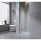 110cm Wall to Wall Frameless Shower Screen with White Channel and SS Hinges , Square Double Pull V63-860061