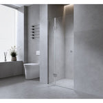 90cm Wall to Wall Frameless Shower Screen with Chrome Channel and SS Hinges , Square Double Pull V63-859751