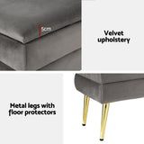Artiss Ottoman Storage Foot Stool Velvet Grey OTM-RTA-04-VEL-GY
