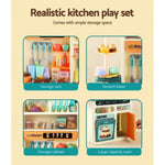 Keezi Kids Kitchen Pretend Play Set Cooking Sound Steam Light Function PLAY-KITCHEN-CFL