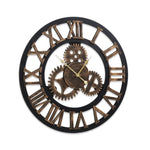 Artiss 60cm Wall Clock Large Retro Roman Numerals Brown WC-MDF-182060-BK