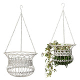 Set 2 Nested Antique White Hanging Baskets 36x77cm V637-74081BSK