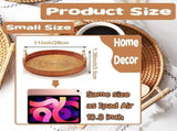 Rattan Trays Baskets, Small Round Bread Baskets with Wooden Handle, Woven Serving Tray Handcrafted, V1369-AZ3-W-12414