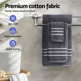 6 Pack Bath Towels Set Cotton Towel Grey TOWEL-6-ALL-GR