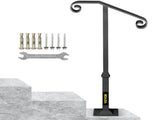 Handrails for Outdoor Steps, Fit 1 or 2 Steps Outdoor Stair Railing, Single Post Wrought Iron V952-LTFSSHSDDZJSFS001V0