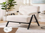 Artiss Compressed Armchair White Corduroy Accent Chair for Small Space UPHO-C-ARM01-COM-WH