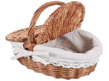 Wicker Bread Basket with Lid for Shopping, Vegetable Storage, and Travel - , Lightweight, V1366-AZ2-W-13511