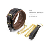Premium PU Leather Adjustable Padded Collar, Handcuffs & Ankle Cuffs Set with Leash/Connectors V888-ELOSUNG29413