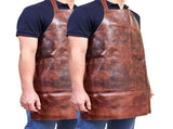 2x Pierre Cardin Professional Leather Apron Butcher Woodwork Barber - Cognac V563-PC3433-COGNAC_2X
