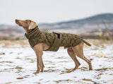 Size 2XL Olive Green Warm Quilted Dog Winter Coat - Adjustable Fleece-Lined Puffer Vest with V888-ELOSUNG32053