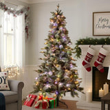 Christabelle Snowy Stamford Spruce 7.5ft Christmas Tree Multi Functional White Coloured LED Lig 112_NATSS75