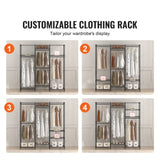 VEVOR Heavy Duty Clothes Rack, Rolling Clothing Garment Rack with 4 Hang Rods & 8 Storage Tiers, V952-FZKCYJ6878348I8KKV0