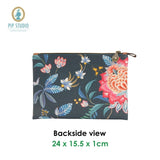 PIP Studio Flower Festival Dark Blue Medium Cosmetic Flat Pouch V442-HIN-MISC-FLATPOUCHFESTIVALM-BLUE-SH
