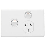 C2000 Series Single Switch Socket Outlet with Removable Extra Switch, White Electric V1202-V1-CLIC2015XWE