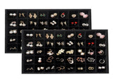 Large Velvet Jewelry Tray Display Drawer Inserts 2 Pack Stackable Jewelry Organizer for Earring V1107-107-67282-BLK-40GRIDS