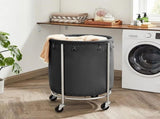 Steel Frame Laundry Basket Wheels, Black V178-56484