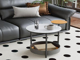 Luxury Marble Top End Table Microfiber Leather Accent Bedside Table Living Room V767-CJ-X122