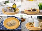 12 inch Round Serving Wooden Tray with Handles, Bamboo Decorative Tray Serving for Serving Beverages V1192-AZ-W-3261