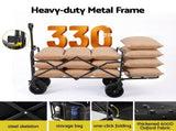 Gardeon Folding Camping Wagon Heavy Duty Utility Cart with Tailgate Table 150L GCT-W-TABLE-86-BK