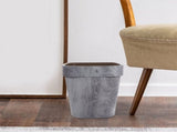 Lidless Light Grey Plastic Farmhouse Garbage Can with Rustic Wood Grain Design for Home V1370-AZ4-20058