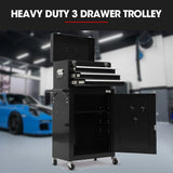 Bullet Pro 3 Drawer Tool Box Cabinet Trolley Storage, with 1-Door Toolbox Garage Organiser Set, V219-TOLCHTBU3CKA