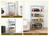Artiss 5-Tier Kitchen Rack Shelf Shelving Unit 60x35x150CM Adjustable Metal Storage Shelves Silver KR-MEL-5S-60-SS