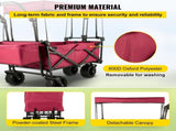 Folding Wagon Cart, Collapsible Folding Garden Cart w/ Shade Beach Utility V952-DZDPTC-RDHSKU0001V0