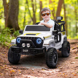 12V Kids Electric Ride On Jeep White V580-V580-GR-TY619-WH