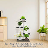 SOGA 4 Tier 5 Pots Black Metal Plant Stand Flowerpot Display Shelf Rack Indoor Home Office Decor FPOTH02