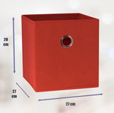 SORTI 27x28x27 CM Red 8-Pack Foldable Storage Cubes - Fabric Bookcase Organizers for Toys and More V510-SML_RED_8X