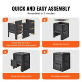Garden Compost Bin 300 L, BPA Free Composter, Large Capacity Outdoor Composting Bin with Top Lid and V952-GDSDFXHSPP80WX06WV0