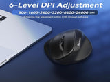 SOLAKAKA SM520 Tri-Mode Vertical Ergonomic Mouse, 24000 DPI Programmable Wireless Vertical V1300-SM520-BLACK