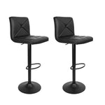 Artiss 2x Bar Stools Kitchen Dining Chairs Gas Lift Stool Leather Black BA-TW-1536-BKX2