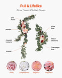 VEVOR Artificial Wedding Arch Flowers Kit Pink With 2 Pcs Flowers 3 Pcs Drapes V952-HLGMHTJ5JTFSIZ4UYV0
