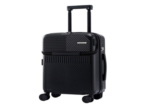 Wanderlite 20" Luggage Suitcase Front Pocket Travel Carry On TSA Black LUG-ABS-TOP-20-BK