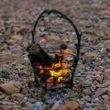 Compact Campfire Grill Iron Foldable Wood Pit Stand With Kettle Hook for Camping Hiking V1189-LC-HW-00378