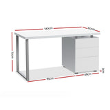 Artiss Computer Desk Drawer White 140CM DESK-140M-WH-AB