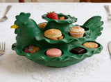 Easter Chicken Shaped Deviled Egg Platter, Reusable Holiday Deviled Oval Tray, Green Plastic Eggs V1370-AZ4-24850