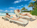Levede Foldable Beach Lounge Chairs with Face Hole Khaki OD1066-KH