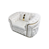 3-1-1 Seater Sofa Set Beige Velvet Fabric Solid Wood construction Gold Stainless Steel Trim V43-SET-DUK-3-1-1