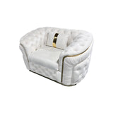1 Seater Sofa Beige Velvet Fabric Solid Wood construction Gold Stainless Steel Trim V43-SOF-DUK1SBG