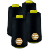 Black Thread, All-Purpose Thread for Sewing, Polyester, 4 Cones of 3000 Yards Each Spool for Sewing V1370-AZ4-15153