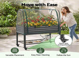 Green Fingers Mobile Raised Garden Bed with Net Cover Storage Shelf for Tomato Vegetables Herb GB-AG-PLAT-GH-GR