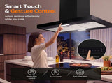 Devanti 90cm Island Rangehood Ceiling-Mounted 3-Speed Touch Control LED Black RH-ISL-90-BK